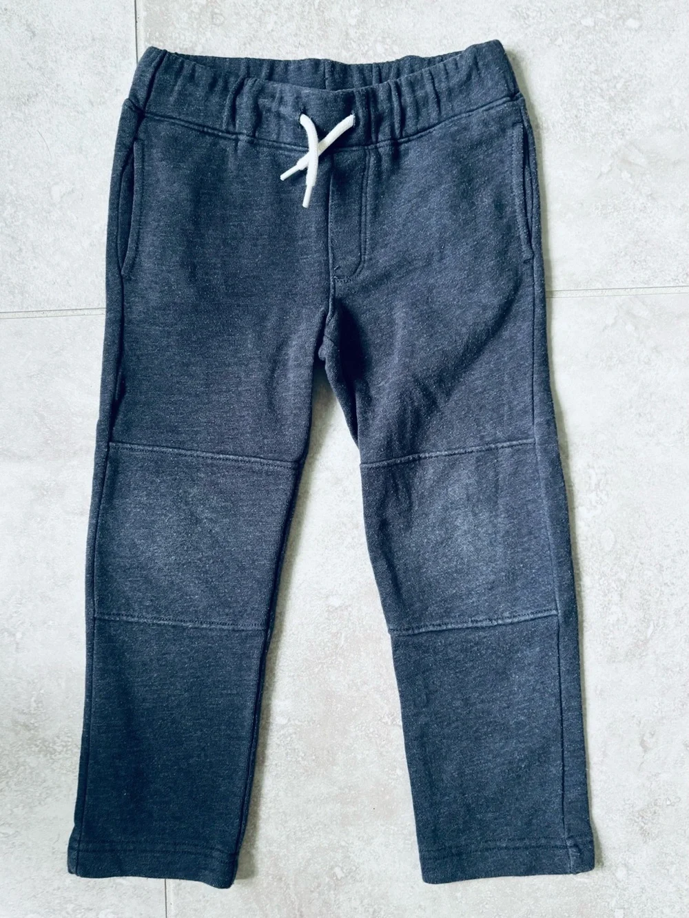 Lands' End Gray Kids' Fleece Sweatpants with White Drawstring(small)(4)